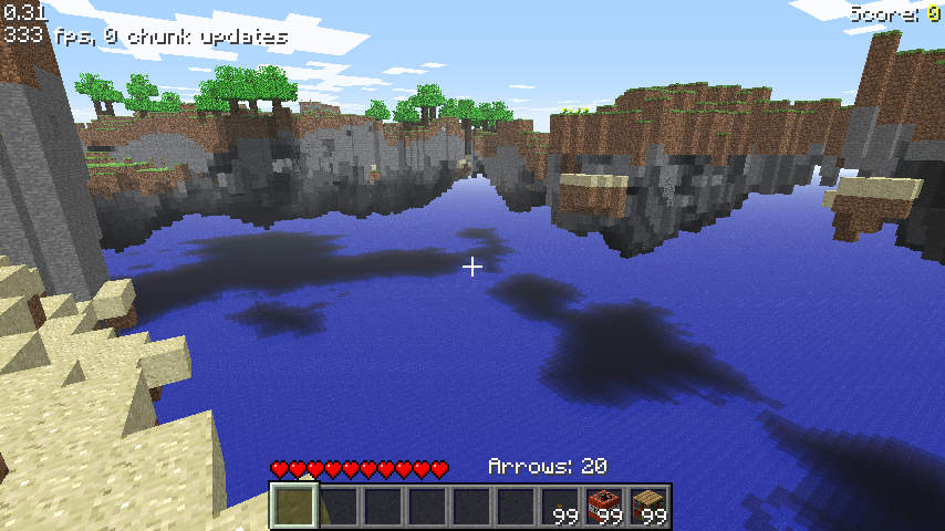 And here’s floating island mode.
There’s no water or lava on these levels because there’s no finite liquids yet.
